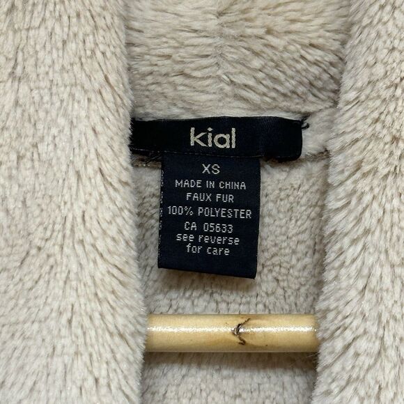 Kial Faux Fur Suede Shearling Jacket Women XS Tan Boho Penny Lane Vegan Festival - Picture 9 of 9